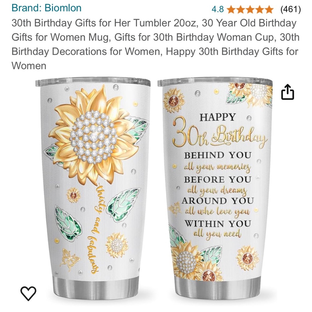 30th birthday tumbler NWOT